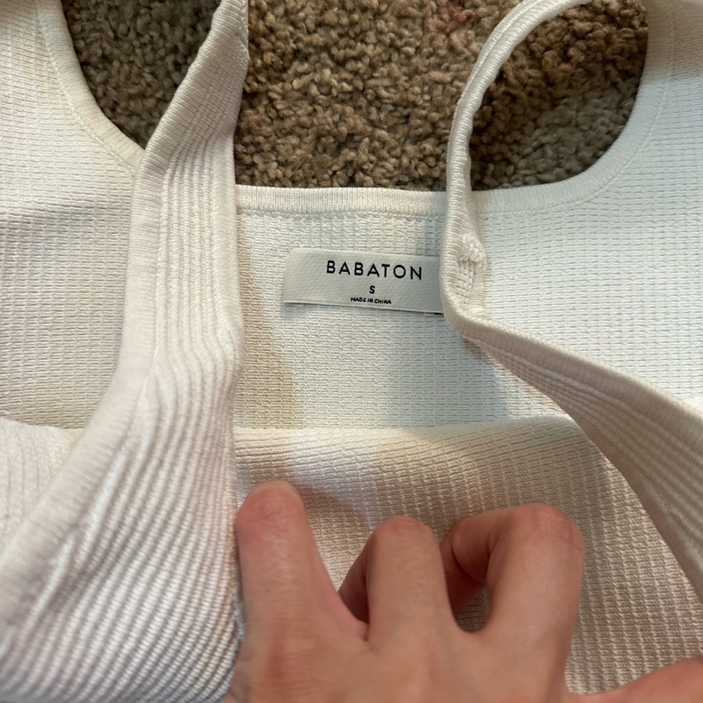 Babaton Cream Ribbed Square-Neck Crop Tank - Picture 3 of 3